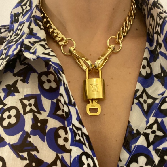 Louis Vuitton Jewelry - Louis Vuitton Lock and Cuban Link Chain Necklace